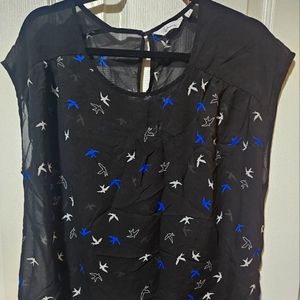 Reitmans Sheer Bird Print Blouse